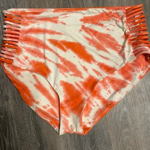 Lucky Brand Orange White 'Fireworks' Tie Dye High Waist Bikini Size L thumbnail 2