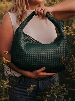 Melie Bianco Dark Green Woven Hobo Bag thumbnail 13