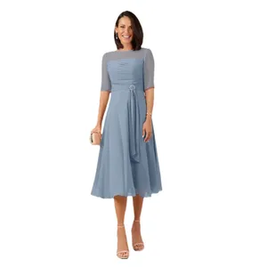 Azazie Kaleigh Dusty Blue A-Line Pleated Chiffon Floor-Length Bridesmaid Dress 4 thumbnail 11