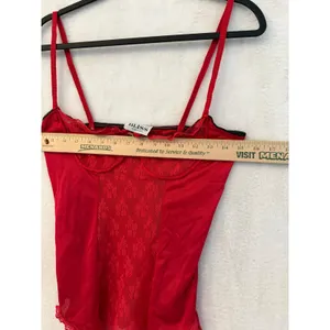 Bliss New York Red Lace Camisole Top Underwire Sweetheart Neckline Vintage Style thumbnail 4
