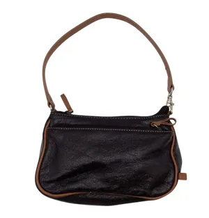 Vintage Nine West Y2K Mini Shoulder Bag Purse Deep Brown Faux Leather Retro 2000 thumbnail 2
