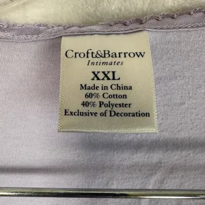 Croft & Barrow Purple Floral Pajama Set XXL Short Sleeve Top Crop Pants 2pc thumbnail 2