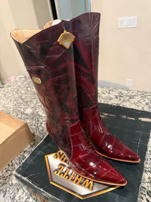 White Diamond Vintage-Inspired Genuine Eel Skin Western Boots thumbnail 2