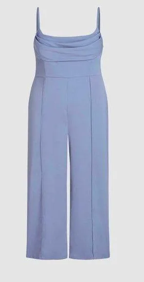Cider Solid Cowl Neck Stitch Jumpsuit Plus Size 1xl thumbnail 1