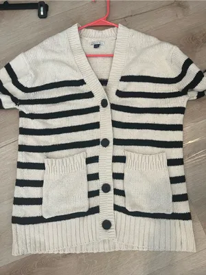 American Eagle Striped Knit Sweater button Cardigan thumbnail 5