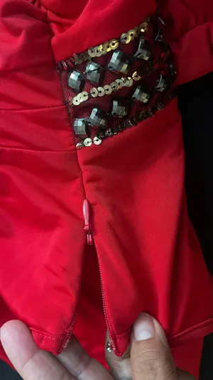 Bebe Red One-Shoulder Beaded Waist Cocktail Dressw thumbnail 9