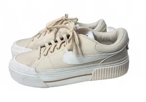Nike Beige Platform Sneakers with White Swoosh - Size 6.5 thumbnail 1