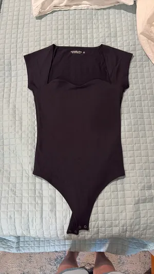 Abercrombie Soft A&F Collection Bodysuit Black Short Sleeve thumbnail 4