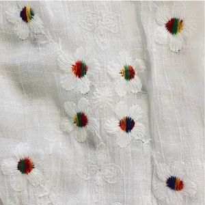 Anthropologie fig‎ & flower Smocked Semi-Sheer Peasant with rainbow Embroidered Flowers Boho thumbnail 4