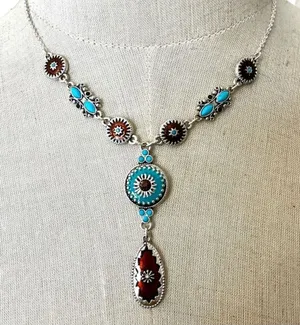 Avon enameled south western style Y necklace thumbnail 1