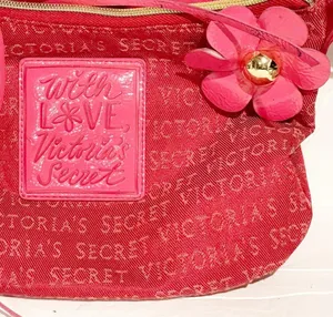 Victorias Secret Red Pink Small Hand Purse Love Flower Handbag thumbnail 2
