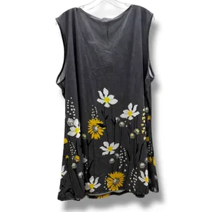 Lily‎ by Firmiana Gray Floral Print Pleated Tank - 4XL - NEW Women's thumbnail 4
