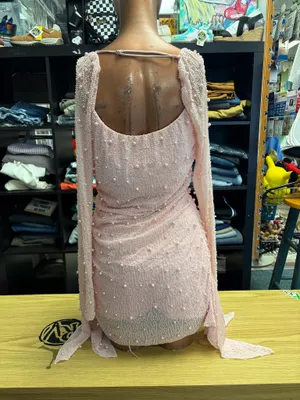Oh Polly Pink Pearl Mini Dress Long Sleeve thumbnail 3