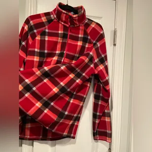 Eddie Bauer Size XXL Pink Plaid Long Sleeve Quarter Zip Pullover Fleece Jacket thumbnail 5