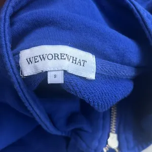 WeWoreWhat cropped half zip hoodie in sapphire S thumbnail 5