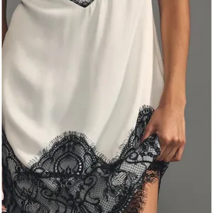 NWT Anthropologie Maeve Lace T-Shirt Dress Black White XS thumbnail 8