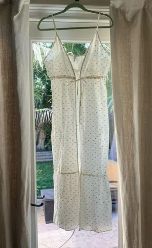 Morena Rosa Brazilian Sheer White Gold Tie Swim Beach Coverup S Cotton thumbnail 9