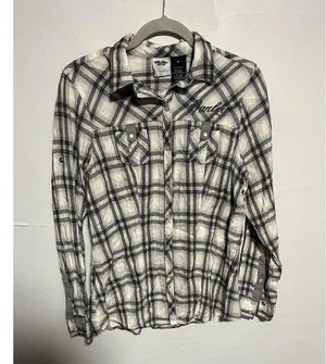 Harley Davidson Size Medium Plaid Button Down thumbnail 1