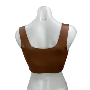 Commando Women's Brown Faux Leather Vegan Sleeveless Square Neck Crop Top Size S thumbnail 3