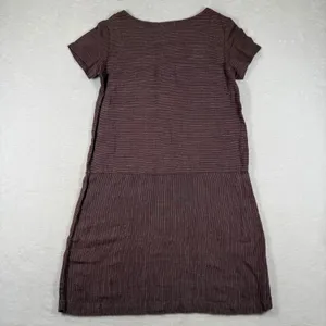 Garnet Hill Womens 0 Plum Striped 100% Linen Drop Waist Shift Dress 45889 thumbnail 8