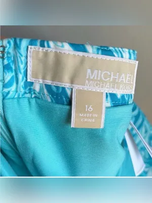 NWT Michael Kors Skirt Teal Swirl Size 16 thumbnail 3