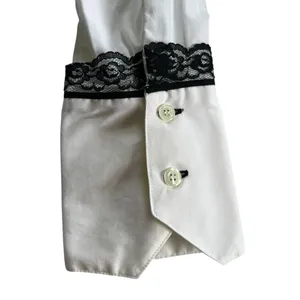 Lace Button Down Collared Top Y2K Office Siren Contemporary Preppy Professional thumbnail 9