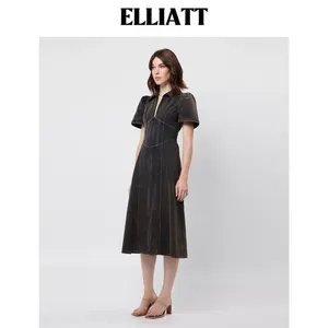 ELLIATT Matisse Denim Short Sleeve Midi Dress Black Size S NWT thumbnail 7
