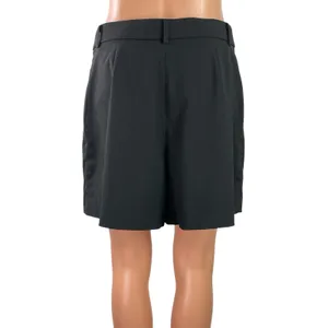 Uniqlo Smart Women's Black Pleated High Waisted Bermuda Chino Shorts Size M thumbnail 3