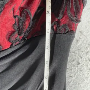 Connected Apparel 3085 | Floral Lace Draped Maxi Gown Black Burgundy Dark Romantic Formal Women 6 thumbnail 6