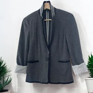 Express Ponte Stretch Knit Academy Blazer with Piped Trim thumbnail 5