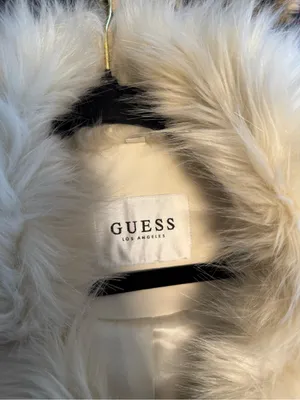 Vintage Guess Faux Fur Cream Vegan Leather Jacket thumbnail 4