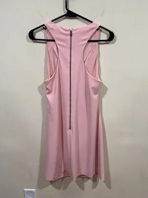Alice + Olivia Harmony Racerback Cowl Neck A-Line Sleeveless Mini Dress Blush 4 thumbnail 8