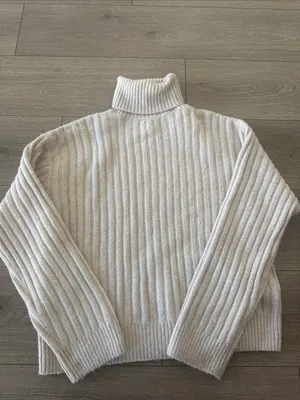 H&M Ribbed Turtleneck Sweater - Light Cream thumbnail 2