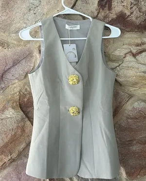 Commense Button Split Sleeveless Pants Set size small Gray thumbnail 3