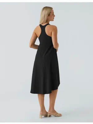 Halara Breezeful Midi Dress Black Racerback Pockets High Low Flowy NEW Sz Medium thumbnail 11