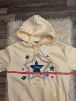 NWT Aelfric Eden star graphic appliqué oversized hoodie fleece lined S thumbnail 7