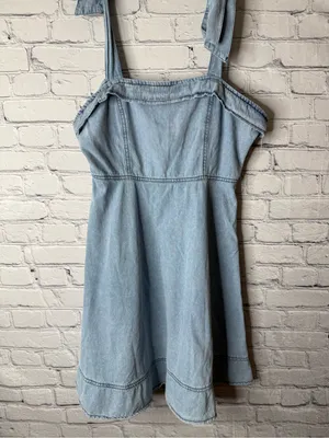 Unbranded Light Blue Denim Tie-Shoulder Dress size large thumbnail 5