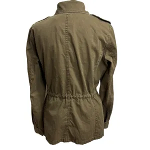 J.‎ Crew Jacket Brown Button Up Lightweight Utility Drawstring Waist Military S thumbnail 2