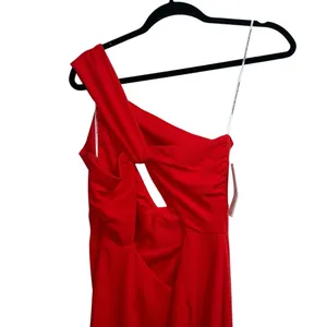 NEW NWT Katie May X REVOLVE Edgy One Shoulder Maxi Gown In Cherry Red thumbnail 9