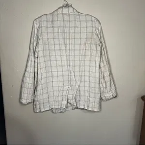 Madewell‎ Dorset Linen Cotton Windowpane Tan Blue Two Button Blazer thumbnail 9