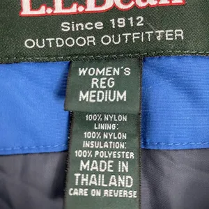 L.L. Bean Jacket Womens M Blue Nylon Winter Hooded Insulated Quilted Zip‎ Logo thumbnail 8