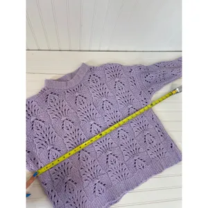 Aerie Womens Purple Oversized Chunky Open Knit Sweater Cozy Preppy Top Size S thumbnail 6