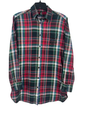 Lauren Ralph Lauren Red Green Plaid Button Up Shirt Embroidered Logo Holiday thumbnail 1