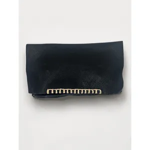 Anthropologie Black Leather Foldover‎ Clutch Bag thumbnail 2