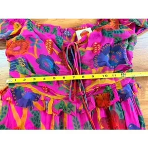 Farm Rio Sweet Forest Tiered Maxi Dress in Vibrant Pink Tropical Print Small thumbnail 10