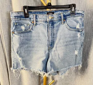 Express Shorts Womens 90’S HIGH RISE CUT OFF RAW HEM DENIM SHORTS SIZE 14 thumbnail 3