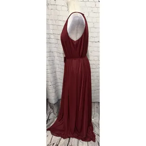 NWT David’s Bridal Soft Mesh Halter Bridesmaid Dress with Slim Sash Wine Maxi 8 thumbnail 4
