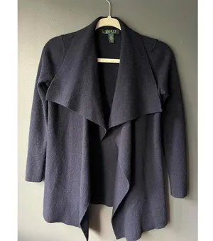 Lauren Ralph Lauren Women's Open Front Cardigan - Size M - Navy Blue thumbnail 4