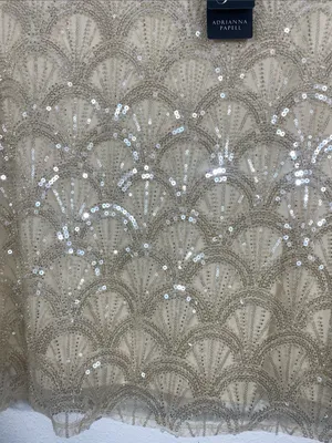 NWT Adrianna Papell Sequin Blouse Top Champagne L thumbnail 4