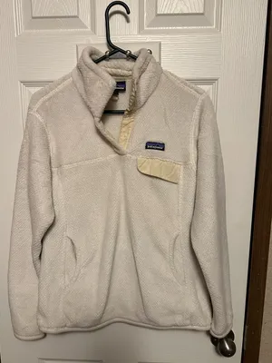 Patagonia Cream Teddy Fleece Pullover with Tan Chest Trim thumbnail 2